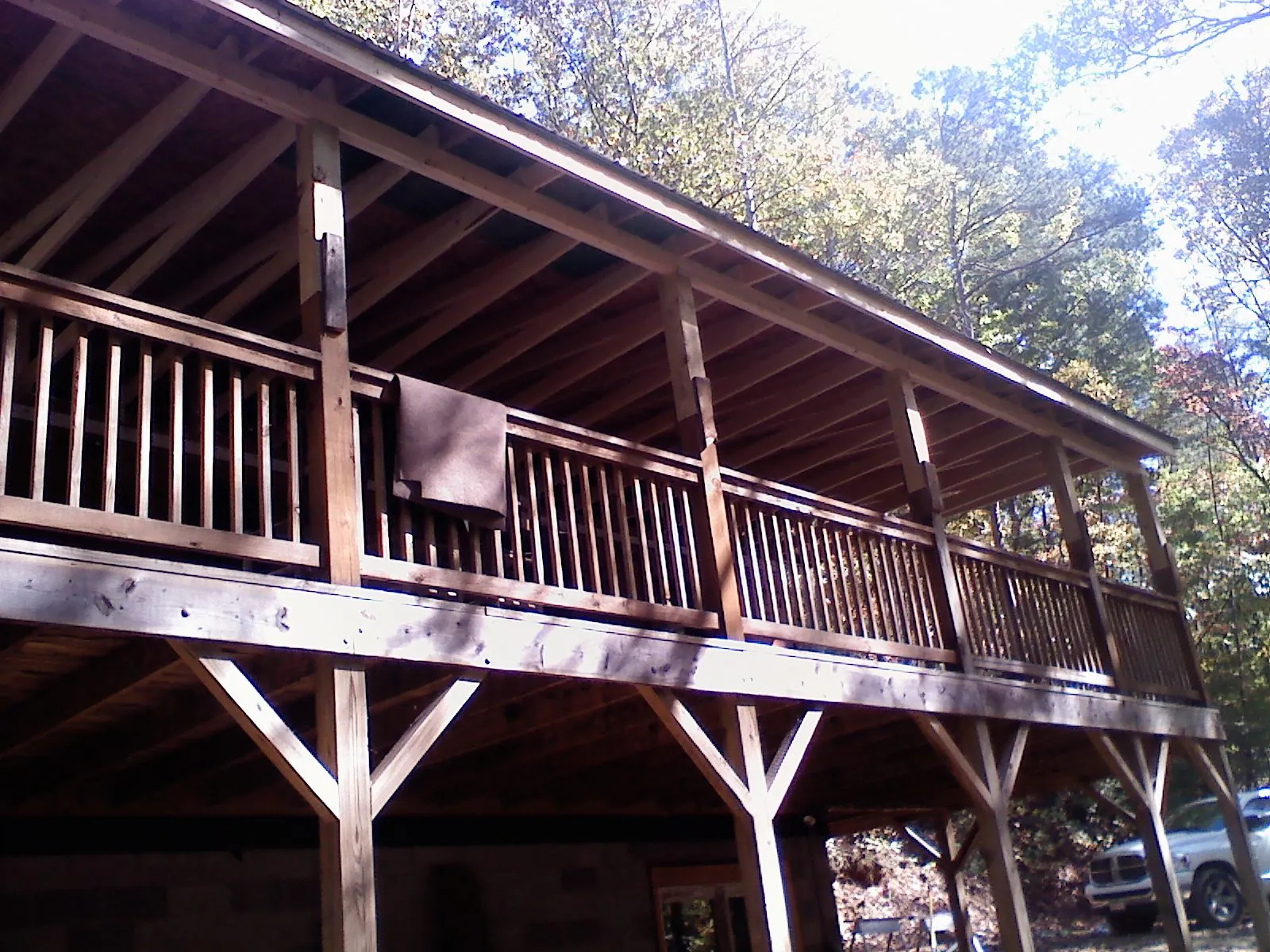 Timber framing under a new elevated porch and deck — Roof Leak Repair in Hershey by Roofing Brothers